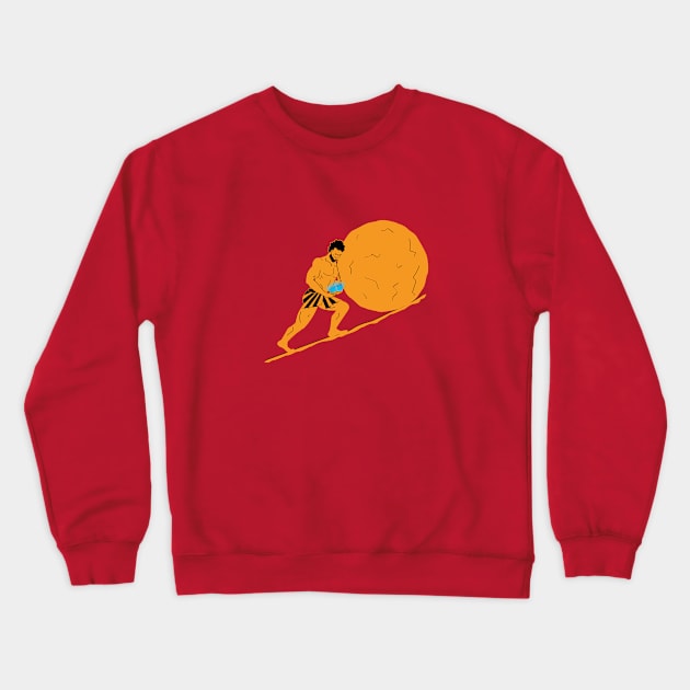 Sisyphus Scrolling Up That Hill Crewneck Sweatshirt by StrayCat